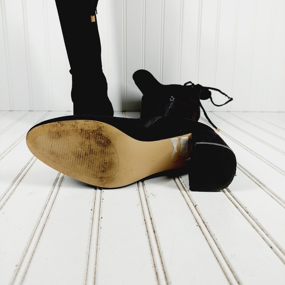 Steve Madden Osana Black Over-The-Knee Block Heel Faux Suede Boots K832 - Picture 8 of 12